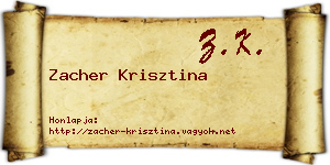 Zacher Krisztina névjegykártya